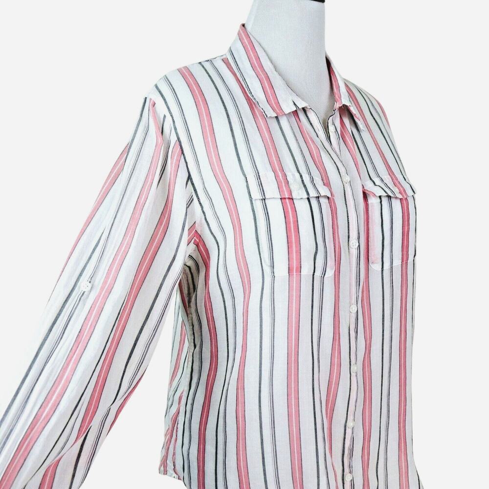Horny Toad Women's XL Organic Cotton Shirt Button Down Pink Stripe - Picture 7 of 10